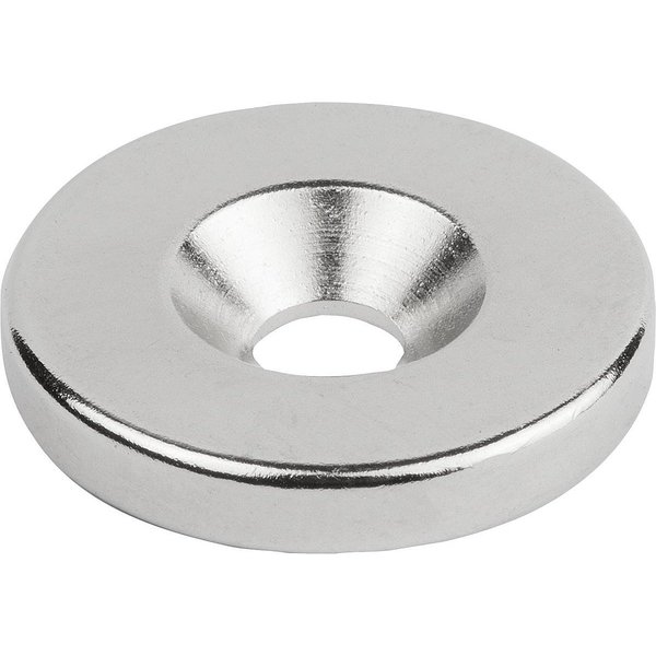 Kipp Raw Magnet Ring Magnet, Form:A Ndfeb, D1=3, 5 ±0, 1, D=12 ±0, 1 K1405.12